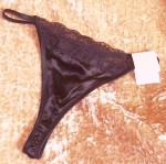 Black silk thong